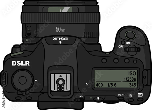 Classic DSLR Camera Flat Vector Illustration