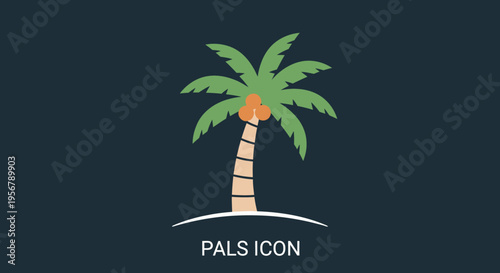 Palm tree icon with green leaves.