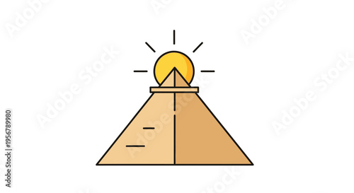 Pyramid with sun on top rising.