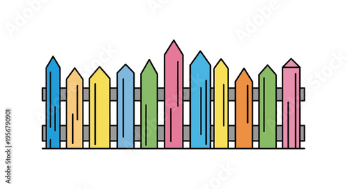 Colorful Fence with Pointed Posts.