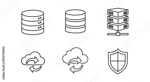 Icons Representing Cloud Data Storage Security.