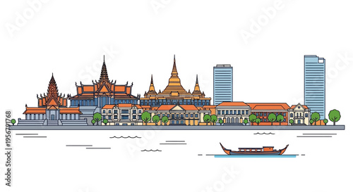 Wat Arun Temple River Boat Bangkok.