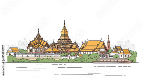 Wat Arun Temple Bangkok Thailand Landmark.