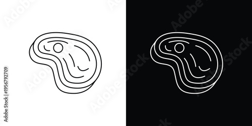 Minimalist Outline Steak Icon - Simple Vector Illustration of a Beef Cut for Food Menus, Grilling, Restaurant Branding, and Culinary Web Design