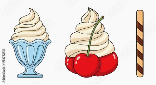 Delicious, eye-catching arrangement of ice cream and a wafer stick. A delightful dessert.