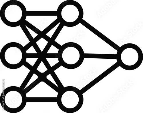 Deep learning icon. Advanced artificial intelligence concept with layered neural network and data processing system in flat, outline, glyph, and colored styles. Minimal modern vector design isolated o