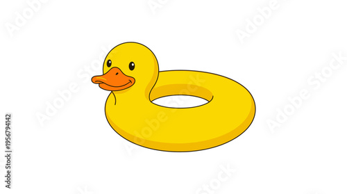 Yellow duck shaped inflatable ring for swimming
