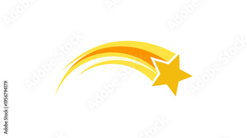 Yellow star with orange streak shooting across a white area