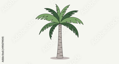Palm tree with green leaves standing.