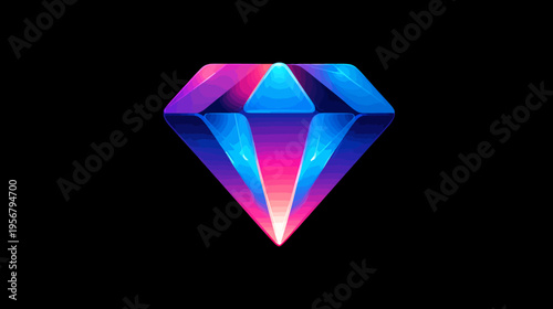 A vibrant, digital illustration of a diamond with gradient shading on a black background