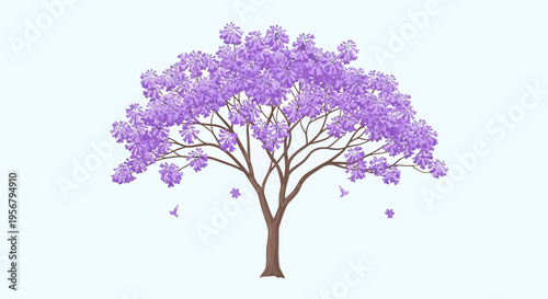 Purple Flowering Tree with Brown Trunk.