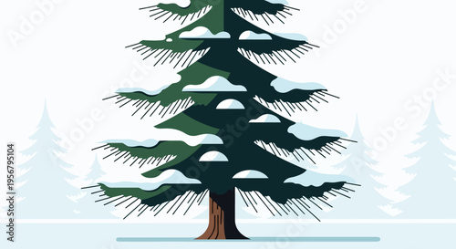 Snowy Pine Tree Winter Landscape Main Subject.