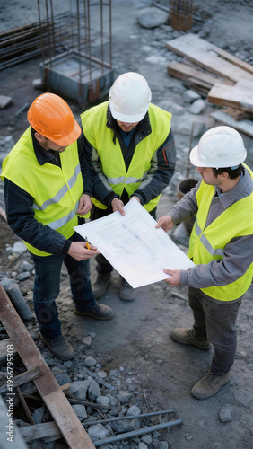建筑师在建筑工地上规划建设
