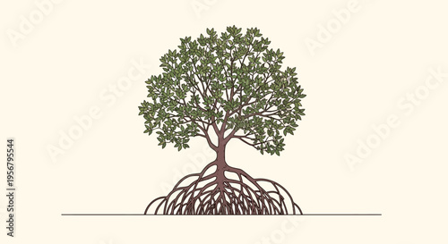 Tree with Exposed Roots Illustration.