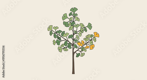 Tree with green and yellow leaves 1.