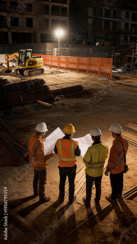 建筑师在建筑工地上规划建设
