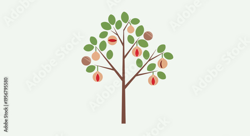 Tree with green leaves and apples 1.