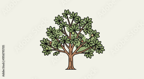 Tree with green leaves and branches 3.