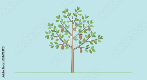 Tree with green leaves and branches 6.