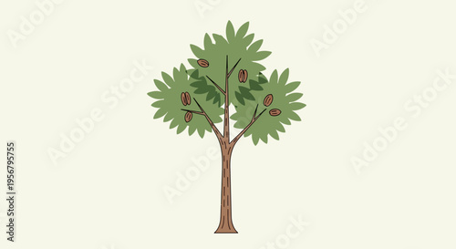 Tree with green leaves and branches.