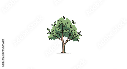 Tree with green leaves standing alone.