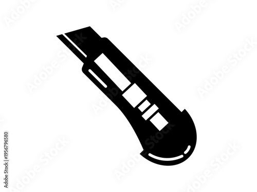 Black cutting knife icon in a simple flat silhouette style.