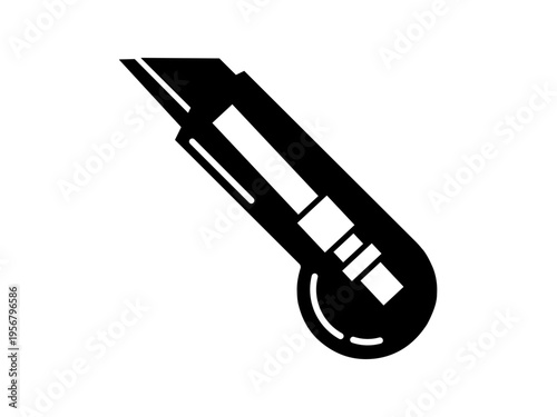 Black cutting knife icon in a simple flat silhouette style.