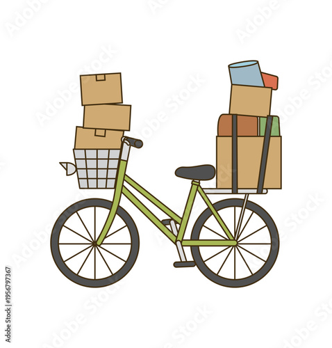 荷物を不安定に積んだ自転車 危険運転イラスト