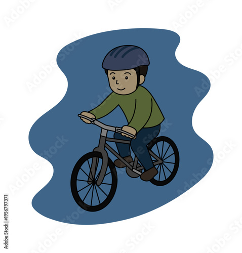 夜間の無灯火自転車 危険運転イラスト 交通違反