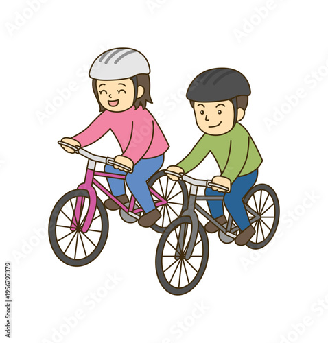 自転車の並走 危険行為イラスト 交通違反