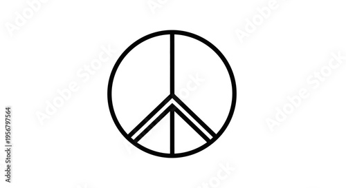 Simple black outline peace symbol on a clean white background, representing universal harmony, love, and non-violence.