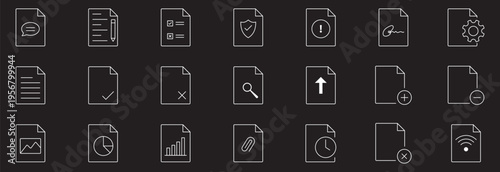 Document icon, legal document line icon, file icon, educational document outlines, quality control, responsibility, law. Editable stroke.