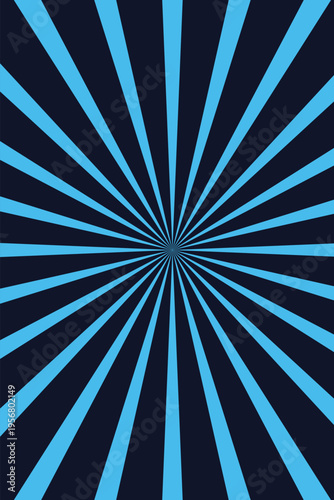 Bright cyan sunburst rays emanating from a dark navy blue center creating a vibrant energetic