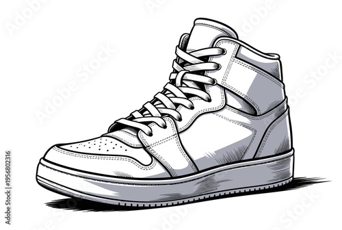 High top sneaker in dynamic comic book style illustration