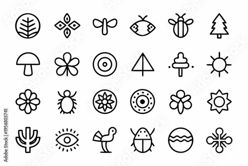 Tropical Rainforest Flora & Fauna Icons