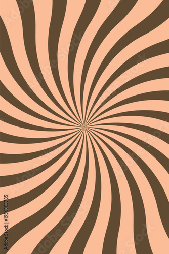 Twisting radial pattern of dark brown and light peach stripes emanating from a central point