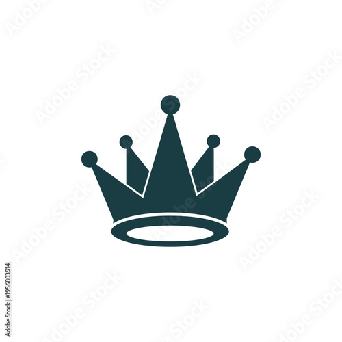Royal Crown Silhouette Vector, Dark Green King and Queen Tiara Icon for Luxury Branding, Minimalist Monarch Headpiece for Success and Leadership Symbol, Flat Imperial Design Isolated on White
