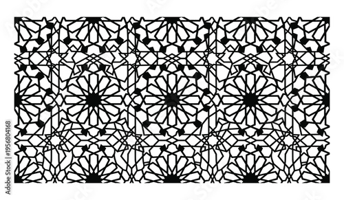 Islamic geometric pattern with star and polygon shapes for arabesque design element