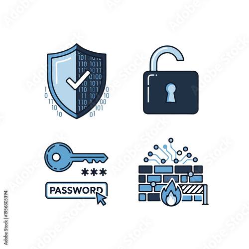 various cybersecurity icons