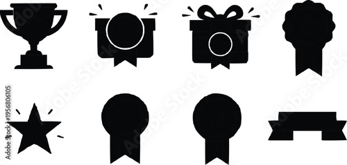 The combination of gift icons and circular symbols conveys a balanced sense of celebration, simplicity, and status.