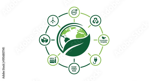 Eco friendly concept with earth and leaf icons.