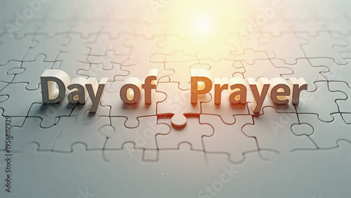 Day of Prayer 3D text on jigsaw puzzle background vector