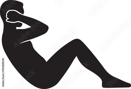 Vector silhouette of a person doing crunches exercise