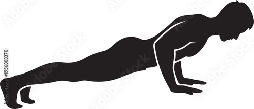 Vector silhouette of a man doing push-ups