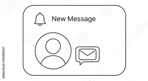 Notification popup with a profile icon message bubble and bell symbol
