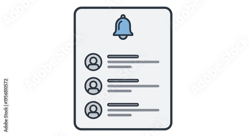 Notification list icon displaying alerts people and lines within a frame