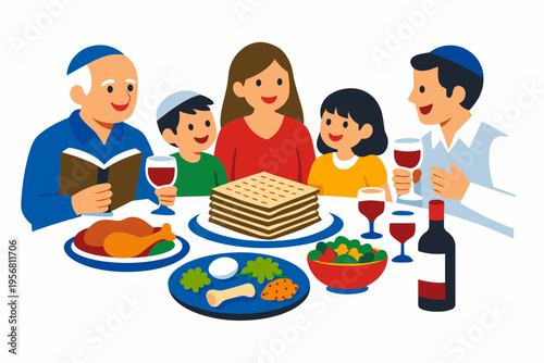 Family Gathering on the Last Day of Passover with Traditional Foods