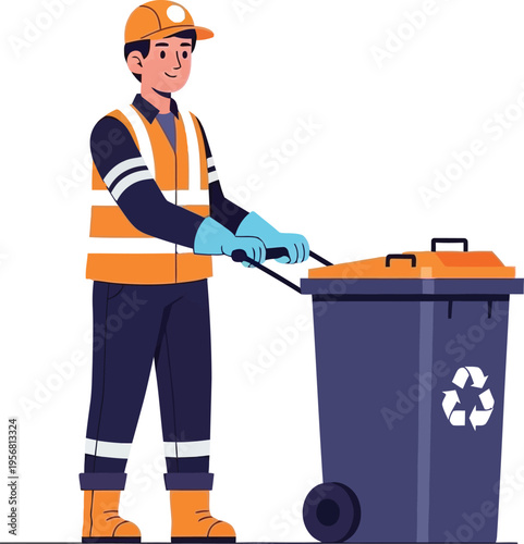 Cute flat pool cleaner vector with skimmer net in a clean isolated white background maintenance profession cartoon illustration style