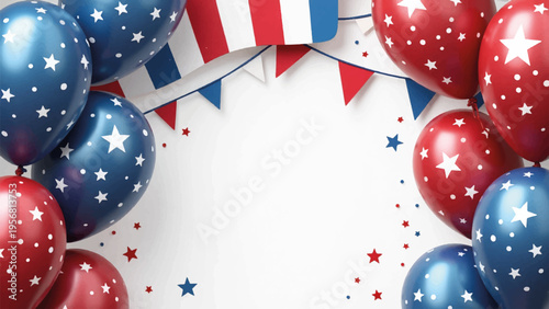 Patriotic party balloons and bunting vector