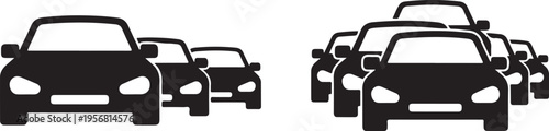 Vector graphic illustration of cars in heavy traffic congestion on a road